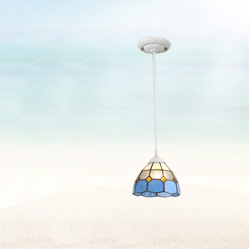 Traditional Tiffany Iron Glass 1 - Light Pendant Light For Dining Room