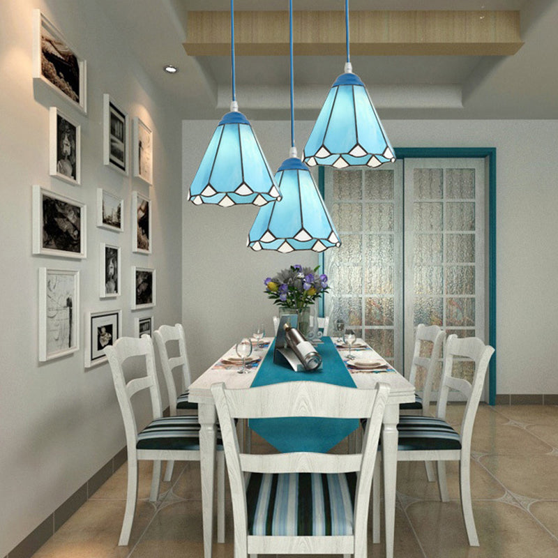 Traditional Tiffany Iron Glass 1 - Light Pendant Light For Dining Room