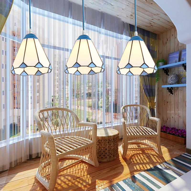 Traditional Tiffany Iron Glass 1 - Light Pendant Light For Dining Room