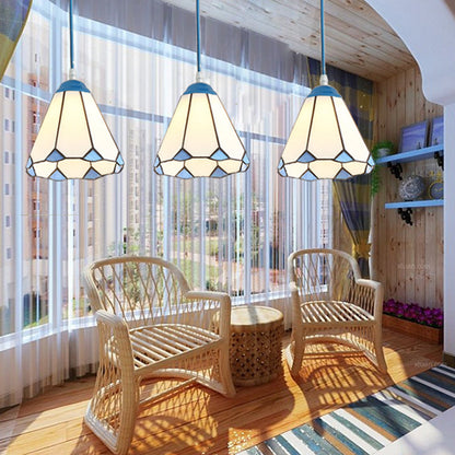 Traditional Tiffany Iron Glass 1 - Light Pendant Light For Dining Room