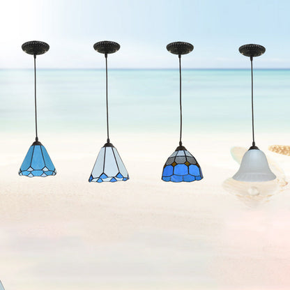Traditional Tiffany Iron Glass 1 - Light Pendant Light For Dining Room