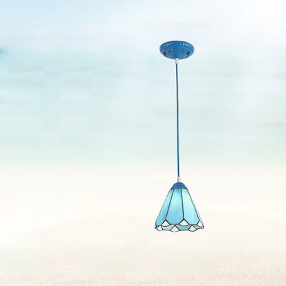 Traditional Tiffany Iron Glass 1 - Light Pendant Light For Dining Room