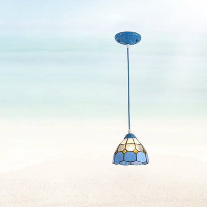 Traditional Tiffany Iron Glass 1 - Light Pendant Light For Dining Room