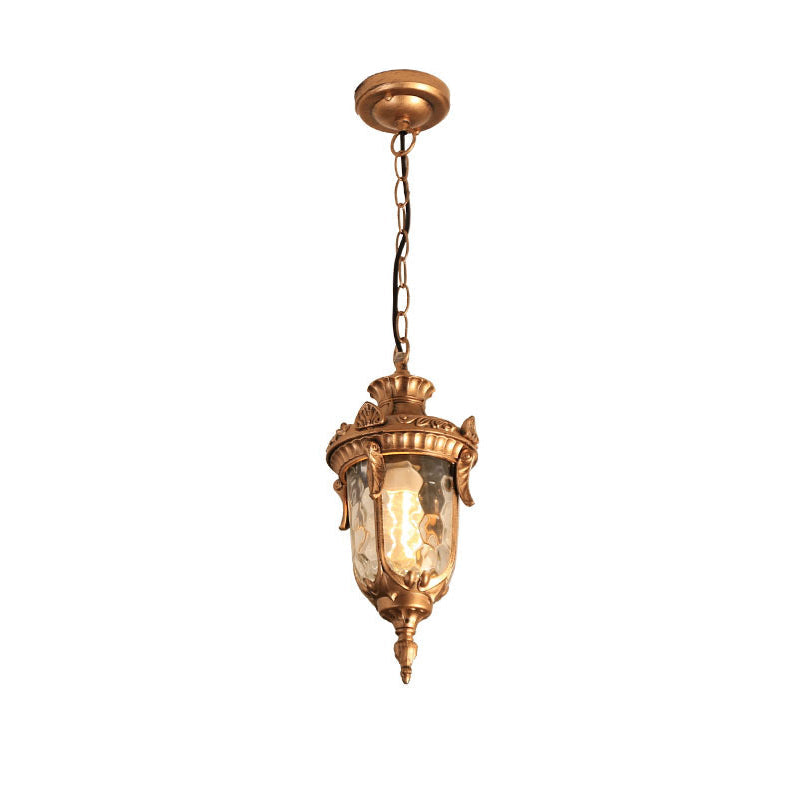 Traditional European Dome Conical Waterproof Aluminum Glass 1 - Light Pendant Light For Outdoor Patio