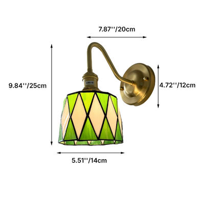Traditional Tiffany Round Copper Glass 1-Light Wall Sconce Lamp For Living Room