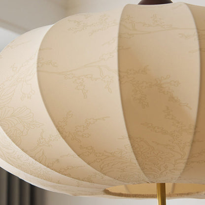 Modern Mid-Century Metal Wood Fabric Circular 3/4-Light Pendant Light For Living Room