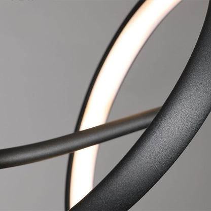 Modern Minimalist Aluminum, Iron & Acrylic Curved Linear LED Island Light Chandelier For Dining Room, Bedroom & Living Room