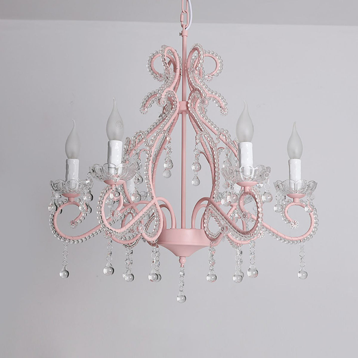 Traditional Farmhouse Crystal Iron Branch Bow Candle 6-Light Chandelier For Living Room & Dining Room