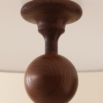 Traditional Vintage Fabric Ash Wood Hardware Pleated Round 1-Light Chandelier For Bedroom & Living Room