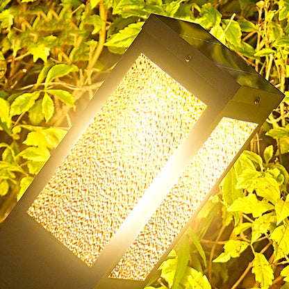 Modern Minimalist Waterproof Metal & Glass Diamond-Textured Pillar 1-Light Outdoor Light For Garden & Outdoor Patio