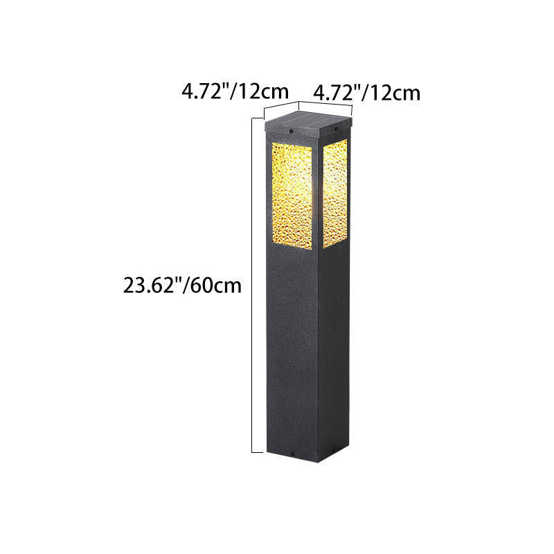 Modern Minimalist Waterproof Metal & Glass Diamond-Textured Pillar 1-Light Outdoor Light For Garden & Outdoor Patio