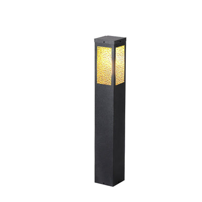 Modern Minimalist Waterproof Metal & Glass Diamond-Textured Pillar 1-Light Outdoor Light For Garden & Outdoor Patio