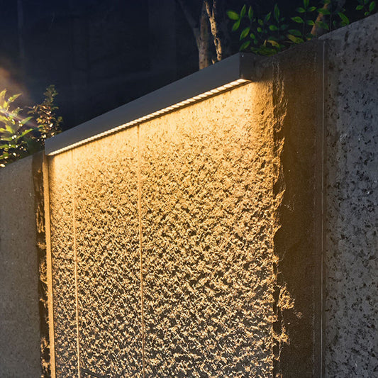 Modern Minimalist Solar Waterproof Strip Aluminum Tempered Glass Wall Washer LED Wall Sconce Lamp For Outdoor Patio