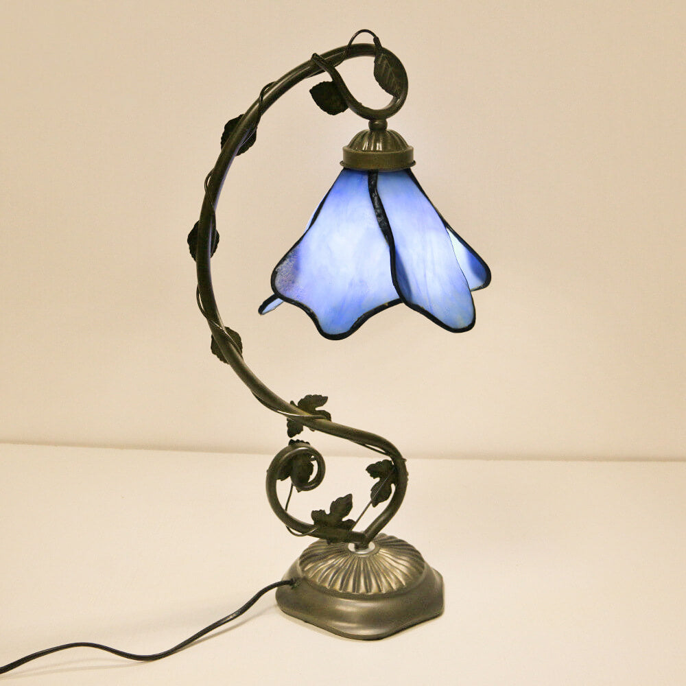 Tiffany Simple Flower Petal Resin Stained Glass 1-Light Table Lamp