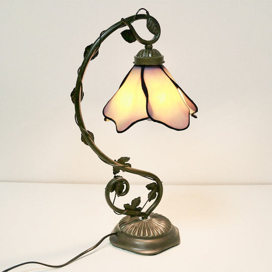 Tiffany Simple Flower Petal Resin Stained Glass 1-Light Table Lamp