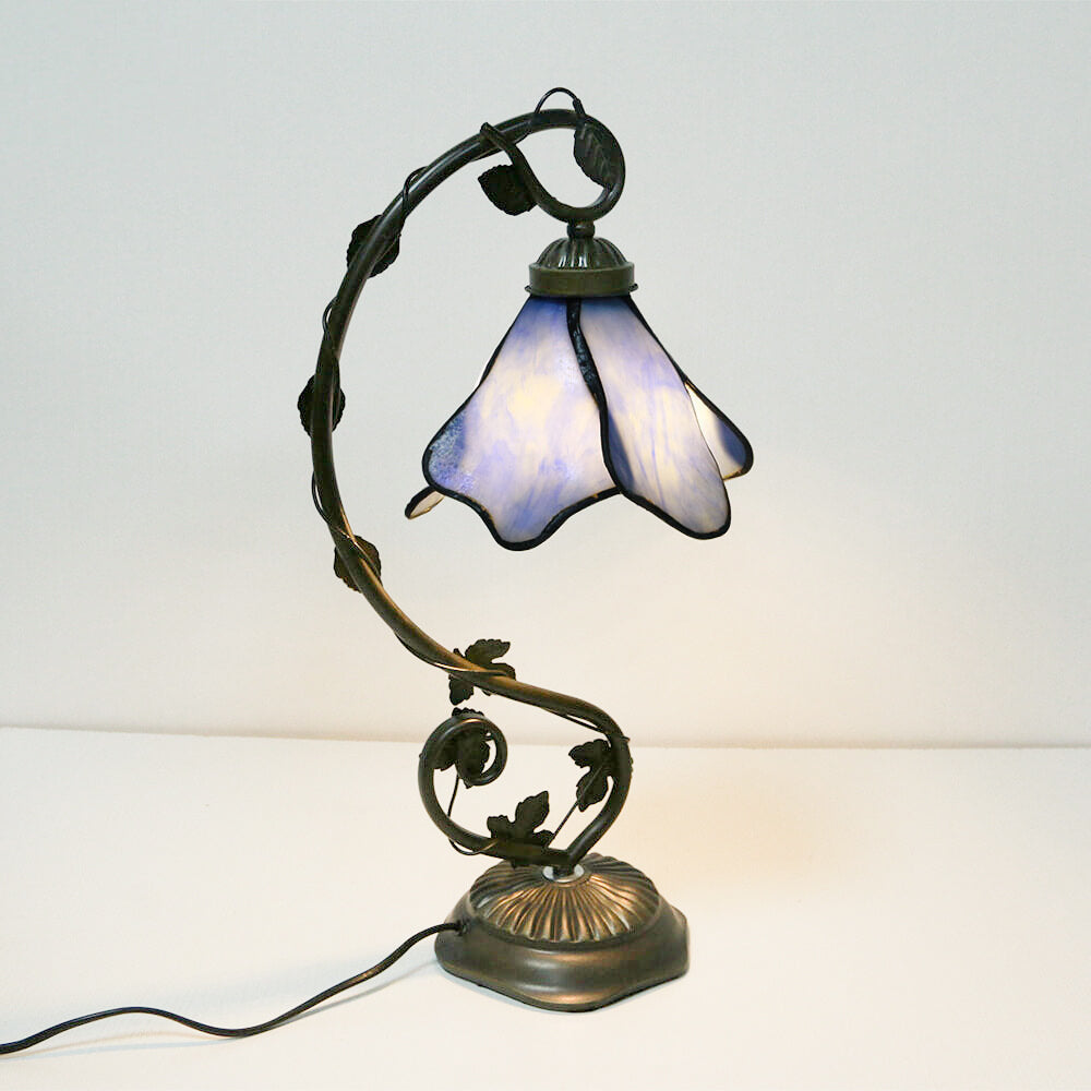 Tiffany Simple Flower Petal Resin Stained Glass 1-Light Table Lamp