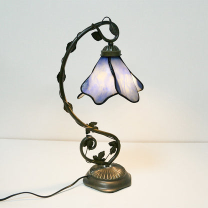 Tiffany Simple Flower Petal Resin Stained Glass 1-Light Table Lamp