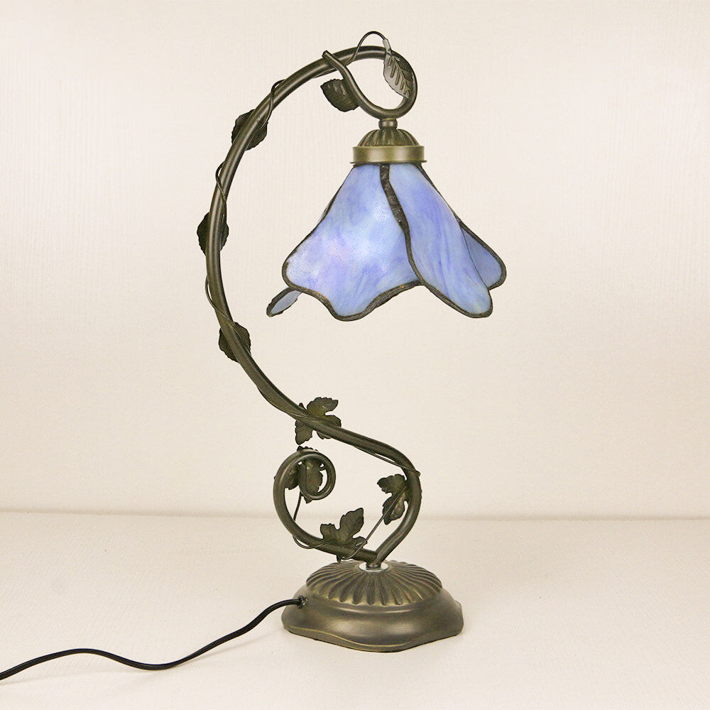 Tiffany Simple Flower Petal Resin Stained Glass 1-Light Table Lamp
