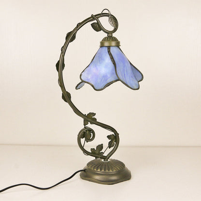 Tiffany Simple Flower Petal Resin Stained Glass 1-Light Table Lamp