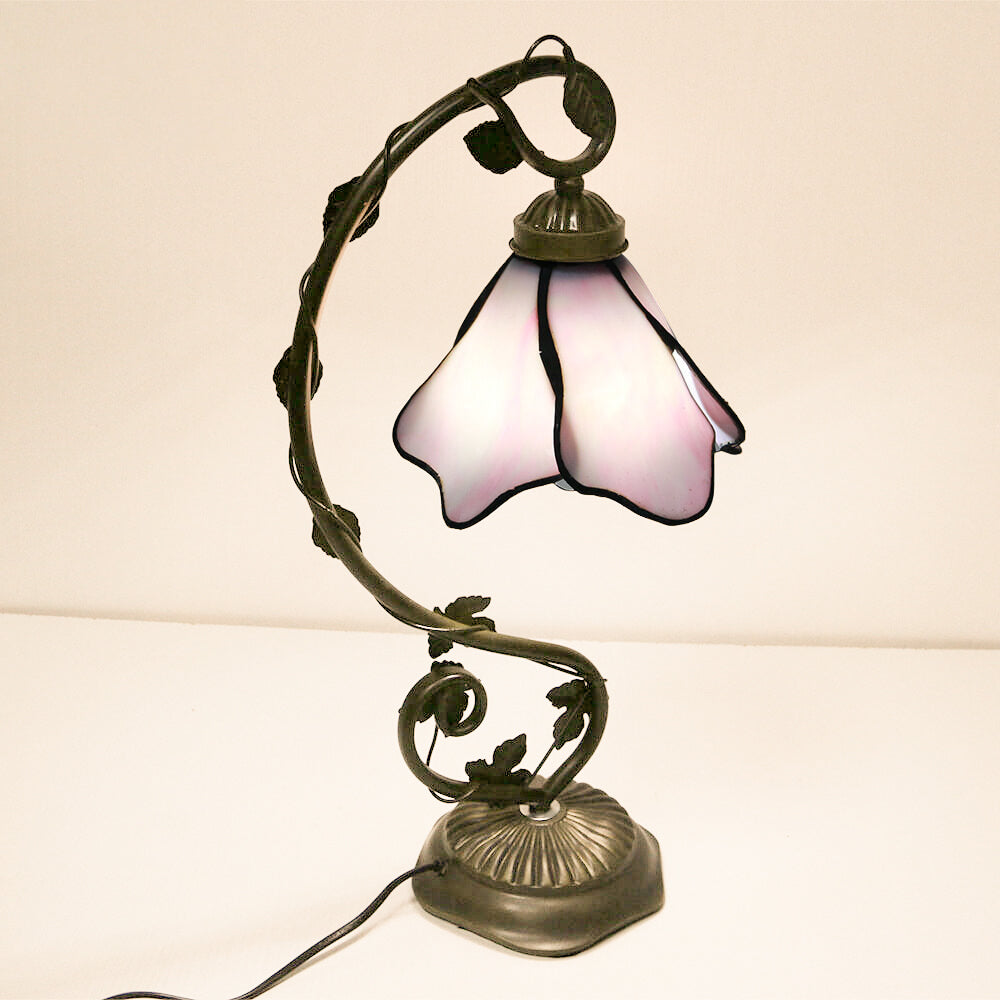 Tiffany Simple Flower Petal Resin Stained Glass 1-Light Table Lamp