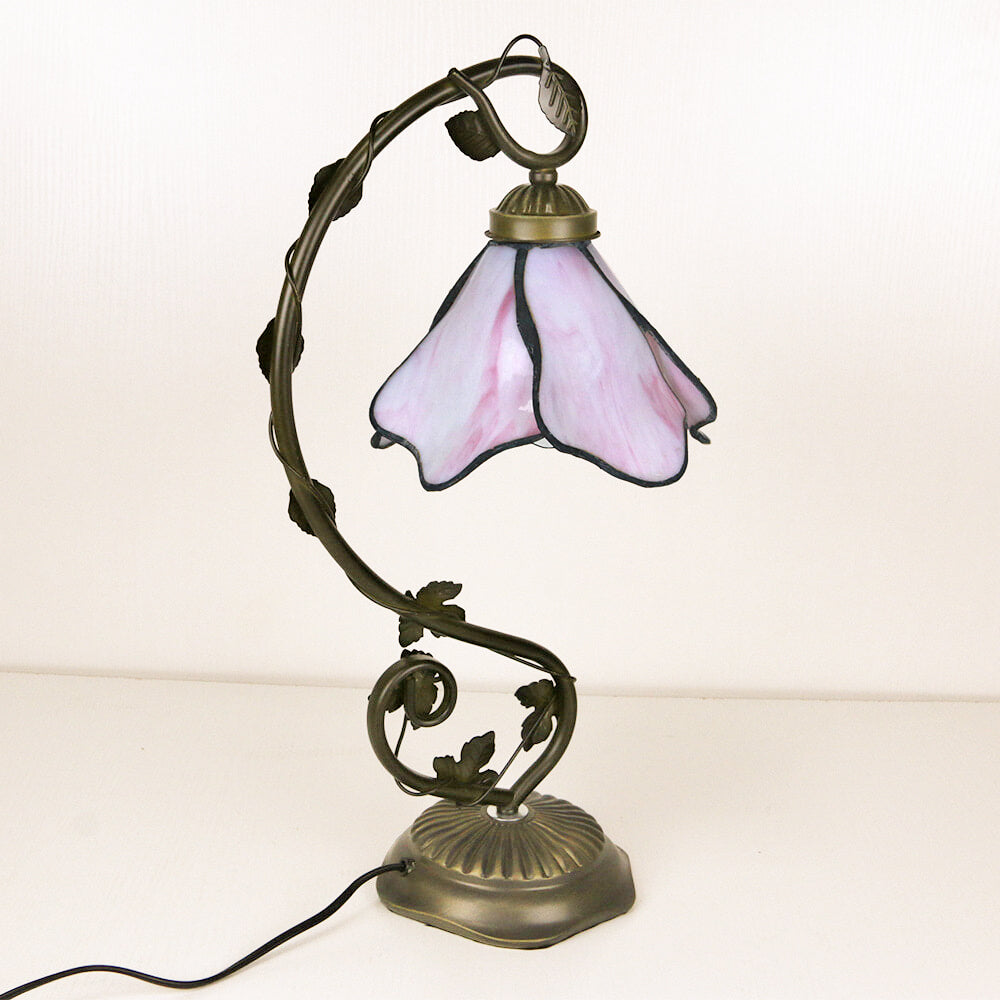 Tiffany Simple Flower Petal Resin Stained Glass 1-Light Table Lamp