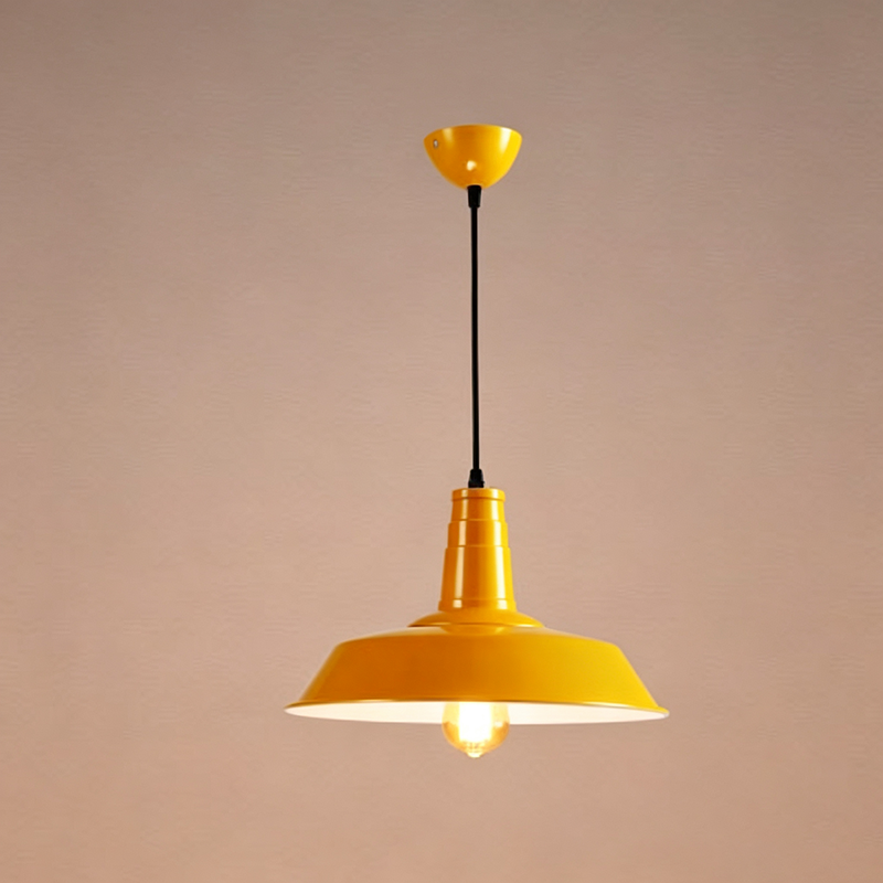 Contemporary Industrial Round Iron 1-Light Pendant Light For Living Room