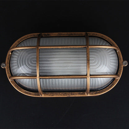 Traditional Vintage Waterproof Rectangular Square Aluminum Frame Glass Shade 1-Light Flush Mount Ceiling Light For Bathroom
