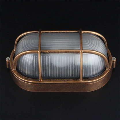 Traditional Vintage Waterproof Rectangular Square Aluminum Frame Glass Shade 1-Light Flush Mount Ceiling Light For Bathroom