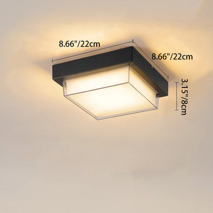Modern Minimalist Outdoor Waterproof Square Aluminum Frame PC Shade LED Flush Mount Ceiling Light For Outdoor Patio