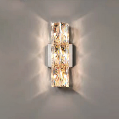 Modern Minimalist Rectangular Stainless Steel Crystal 3/4/6 Light Wall Sconce Lamp For Bedroom