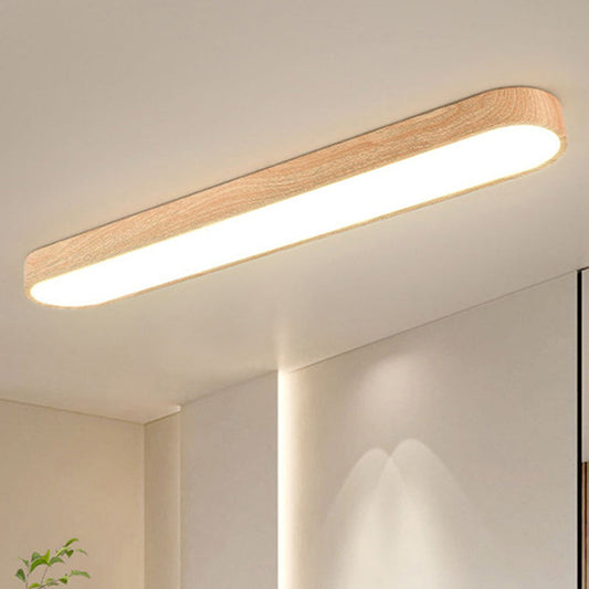 Contemporary Nordic Rectangular Wood Acrylic LED Flush Mount Ceiling Light For Living Room