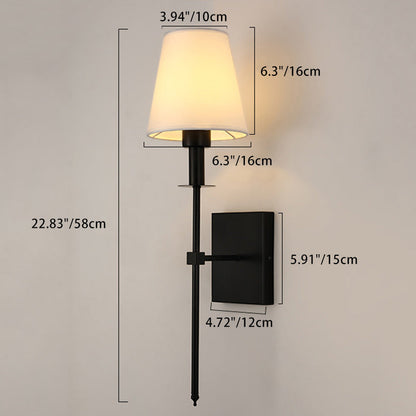 Contemporary Nordic Drum Iron Fabric 1-Light Wall Sconce Lamp For Living Room