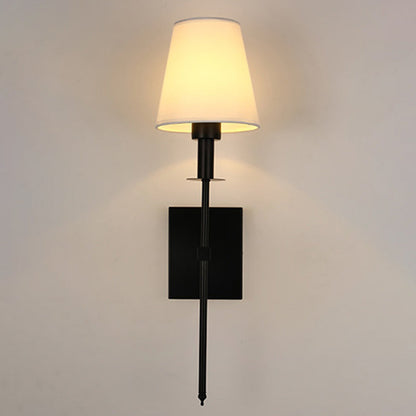 Contemporary Nordic Drum Iron Fabric 1-Light Wall Sconce Lamp For Living Room