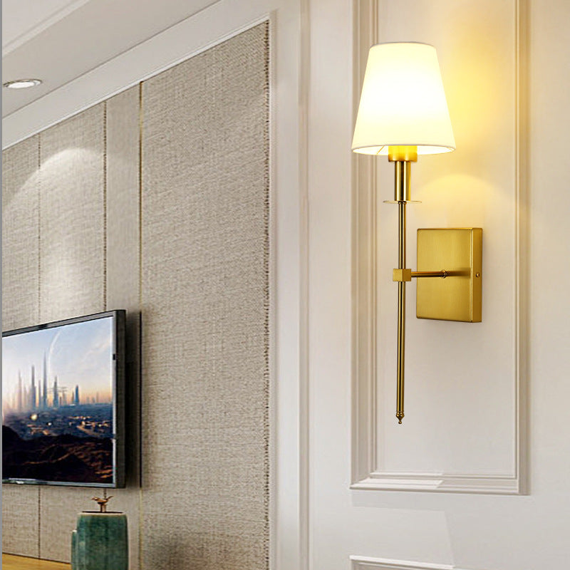 Contemporary Nordic Drum Iron Fabric 1-Light Wall Sconce Lamp For Living Room