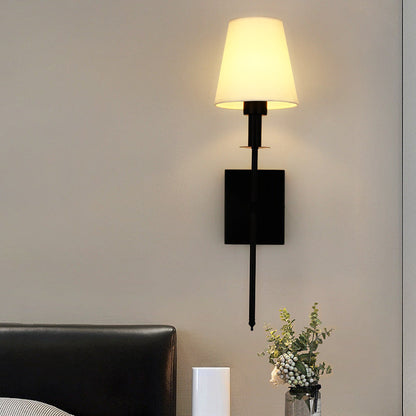 Contemporary Nordic Drum Iron Fabric 1-Light Wall Sconce Lamp For Living Room