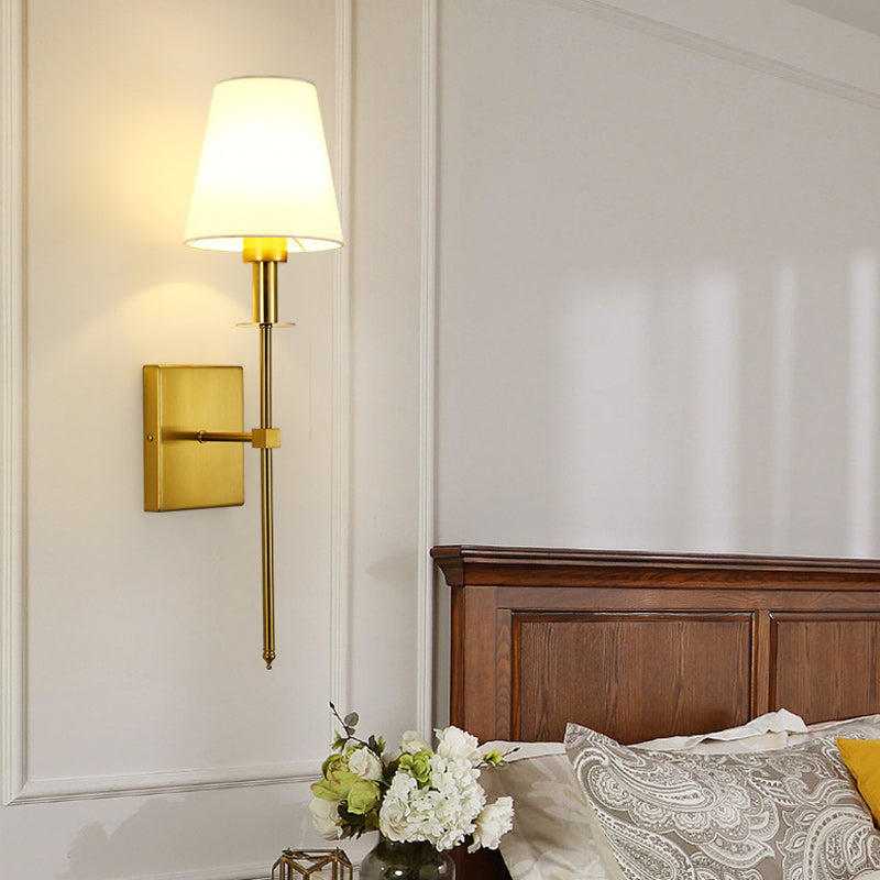 Contemporary Nordic Drum Iron Fabric 1-Light Wall Sconce Lamp For Living Room