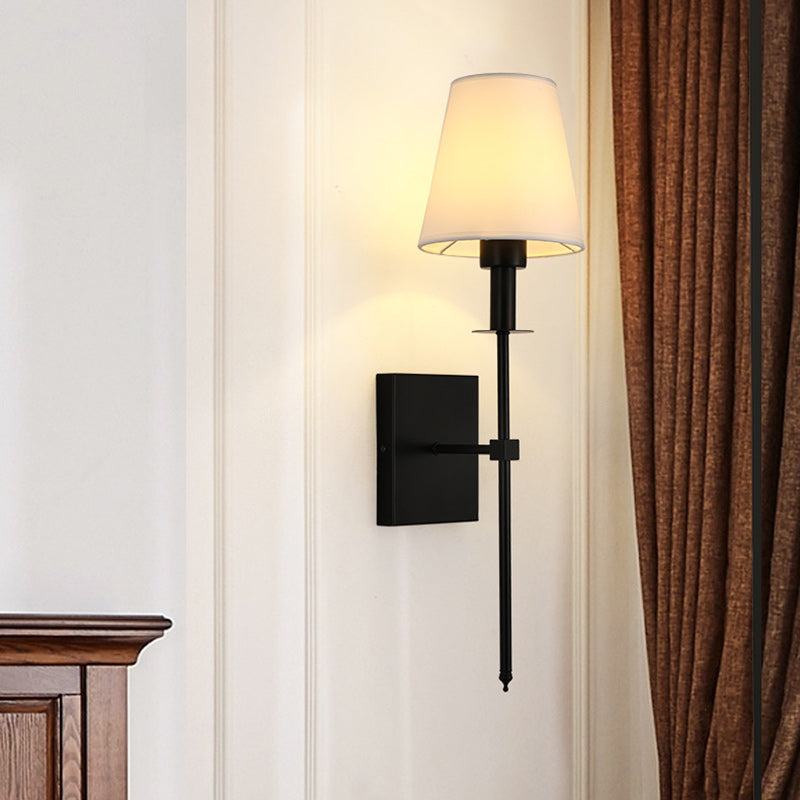 Contemporary Nordic Drum Iron Fabric 1-Light Wall Sconce Lamp For Living Room
