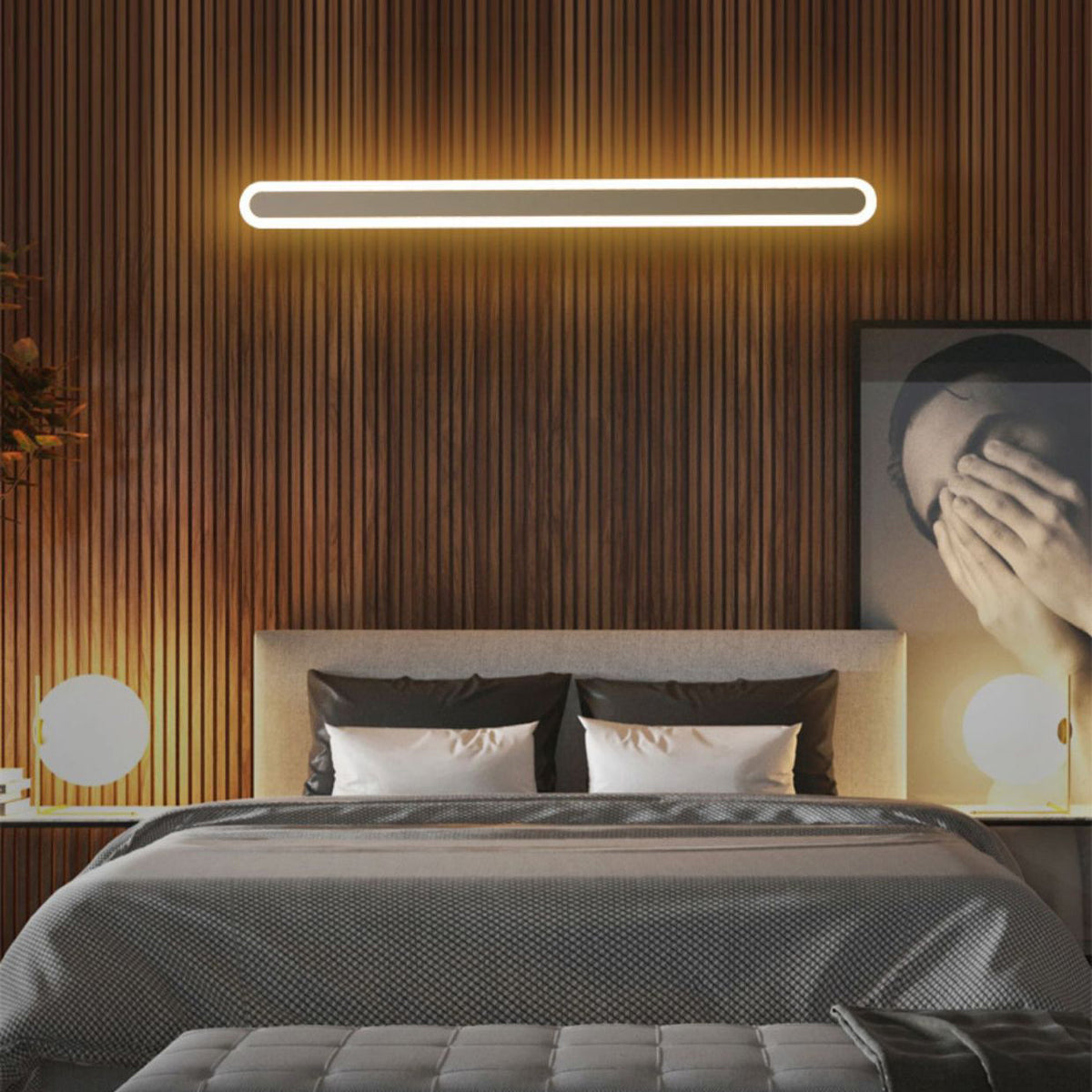 Modern Minimalist Rectangle Long Line Iron Acrylic LED Wall Sconce Lamp For Living Room