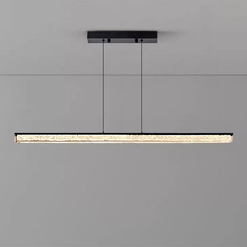 Modern Minimalist Iron Acrylic Long Strip LED Island Light Chandeliers For Dining Room