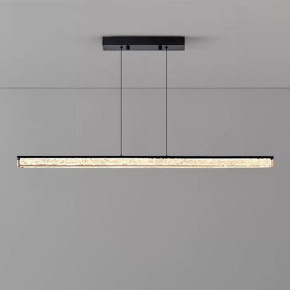Modern Minimalist Iron Acrylic Long Strip LED Island Light Chandeliers For Dining Room