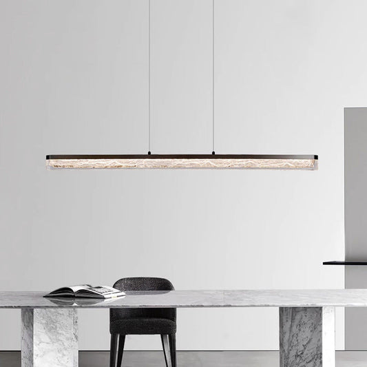 Modern Minimalist Iron Acrylic Long Strip LED Island Light Chandeliers For Dining Room