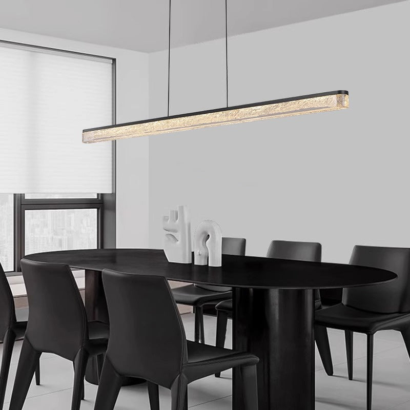 Modern Minimalist Iron Acrylic Long Strip LED Island Light Chandeliers For Dining Room