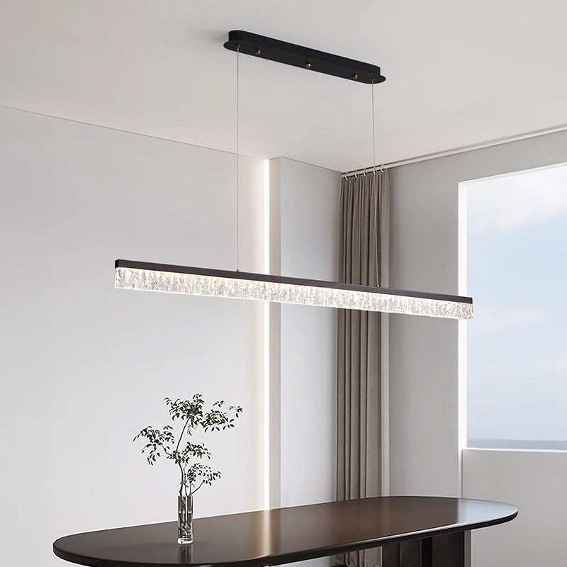 Modern Minimalist Iron Acrylic Long Strip LED Island Light Chandeliers For Dining Room