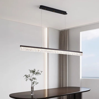 Modern Minimalist Iron Acrylic Long Strip LED Island Light Chandeliers For Dining Room