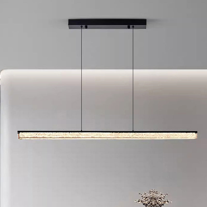 Modern Minimalist Iron Acrylic Long Strip LED Island Light Chandeliers For Dining Room