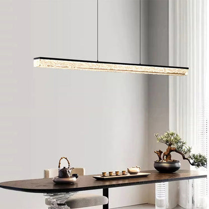 Modern Minimalist Iron Acrylic Long Strip LED Island Light Chandeliers For Dining Room