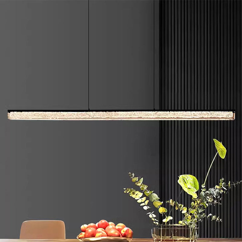 Modern Minimalist Iron Acrylic Long Strip LED Island Light Chandeliers For Dining Room