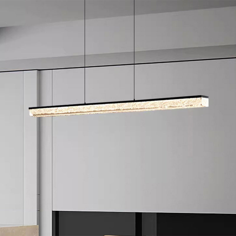 Modern Minimalist Iron Acrylic Long Strip LED Island Light Chandeliers For Dining Room