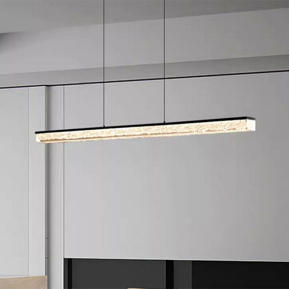 Modern Minimalist Iron Acrylic Long Strip LED Island Light Chandeliers For Dining Room