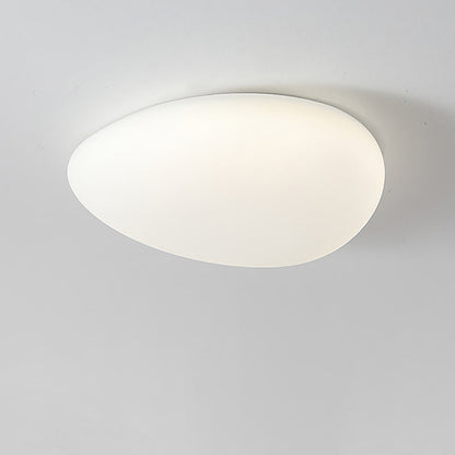 Modern Minimalist Pebble Shape Hardware PE LED Flush Mount Ceiling Light For Bedroom